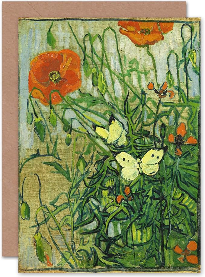Artery8 Vincent Van Gogh Fine Art Butterfly Poppy Card