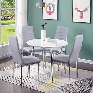 GOLDFAN Round Dining Table and Chairs Set of ...,