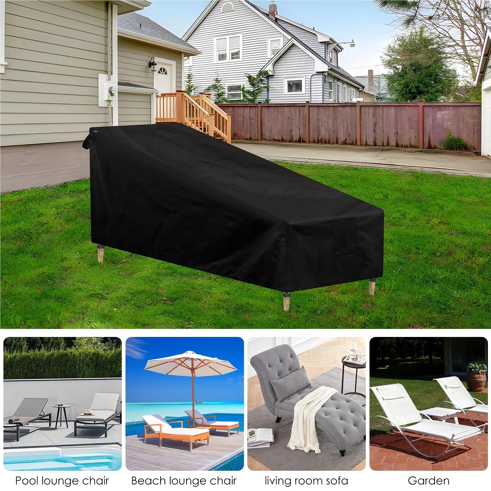 Sonnenliegen-Abdeckung Schutzhülle for Gartenliege, wasserdicht, UV-beständig, for Gartenmöbel, for Sonnenliege, Liegestuhl FüR Sessel(2Pcs)