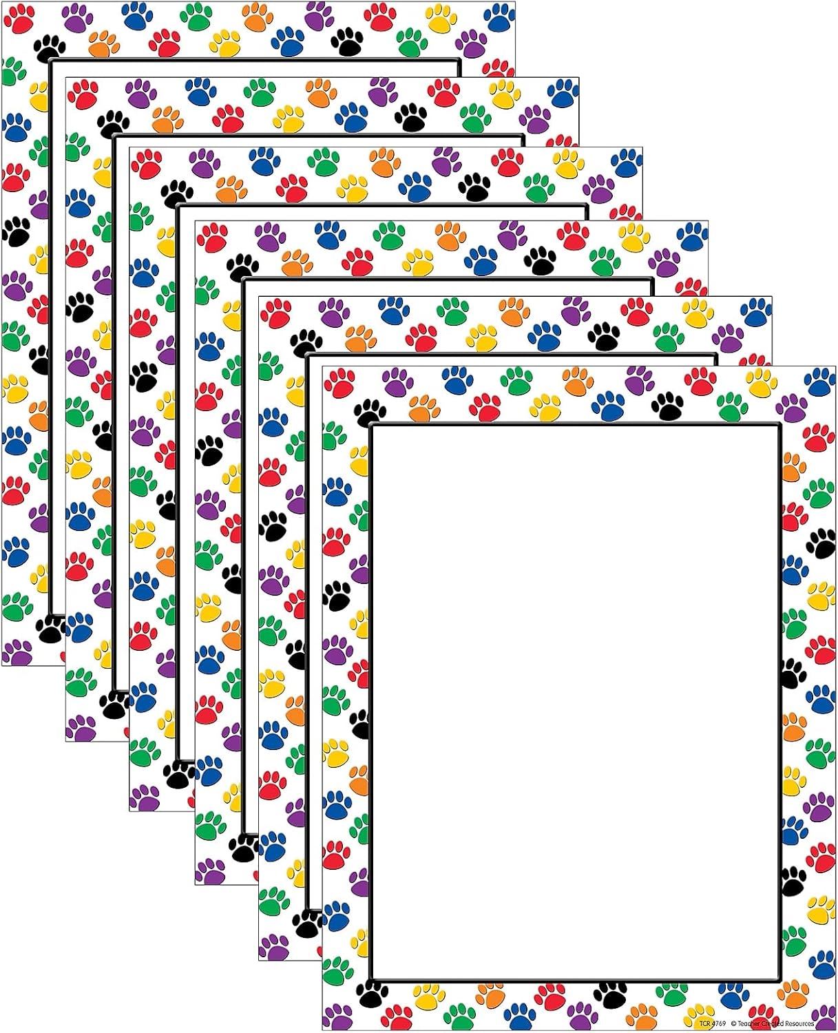 Teacher Created Resources TCR4769-6 Colorful Paw Prints Computerpaper, 6 Packs