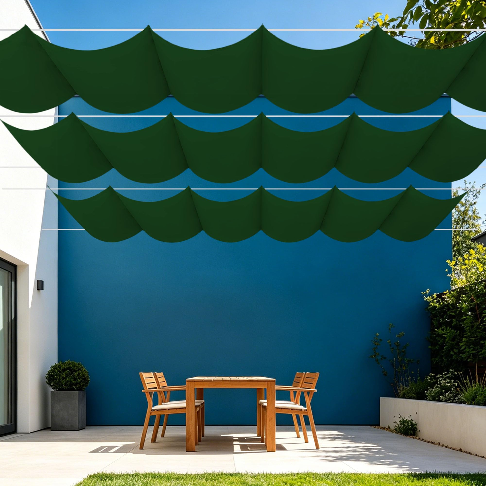 Toile ombrage extérieur 350x440 cm vert foncé pour salon de jardin
