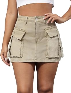 Denim Skort for Women Dressy Casual Mini Cargo Skorts Skirts High Waisted Jean Skirts Shorts with Pockets