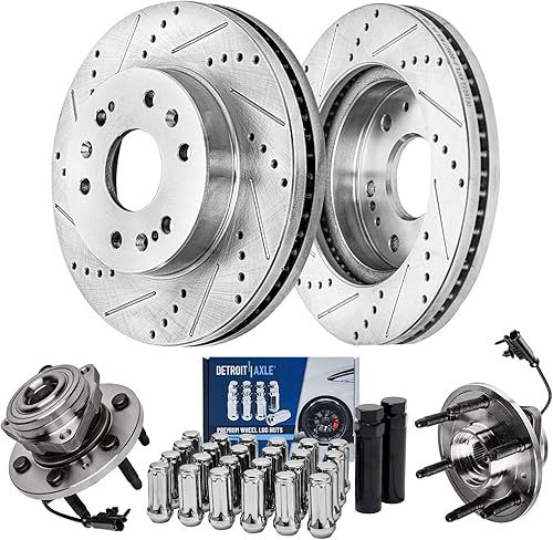 Miniatura 13 de Detroit Axle - Kit de frenos para BMW X3 2004-2010 2005 2006 2007 2008 2009 Rotores de freno perforados y ranurados delanteros y traseros de