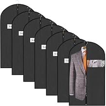 ManGotree Black Garment Bags, Men/Women Suit Bags for Travel, Garment Covers for Hanging Clothes, Nonwoven Breathable Clothing Protectors with Zipper for Closet Storage 60 x 100 cm, 6 Packs