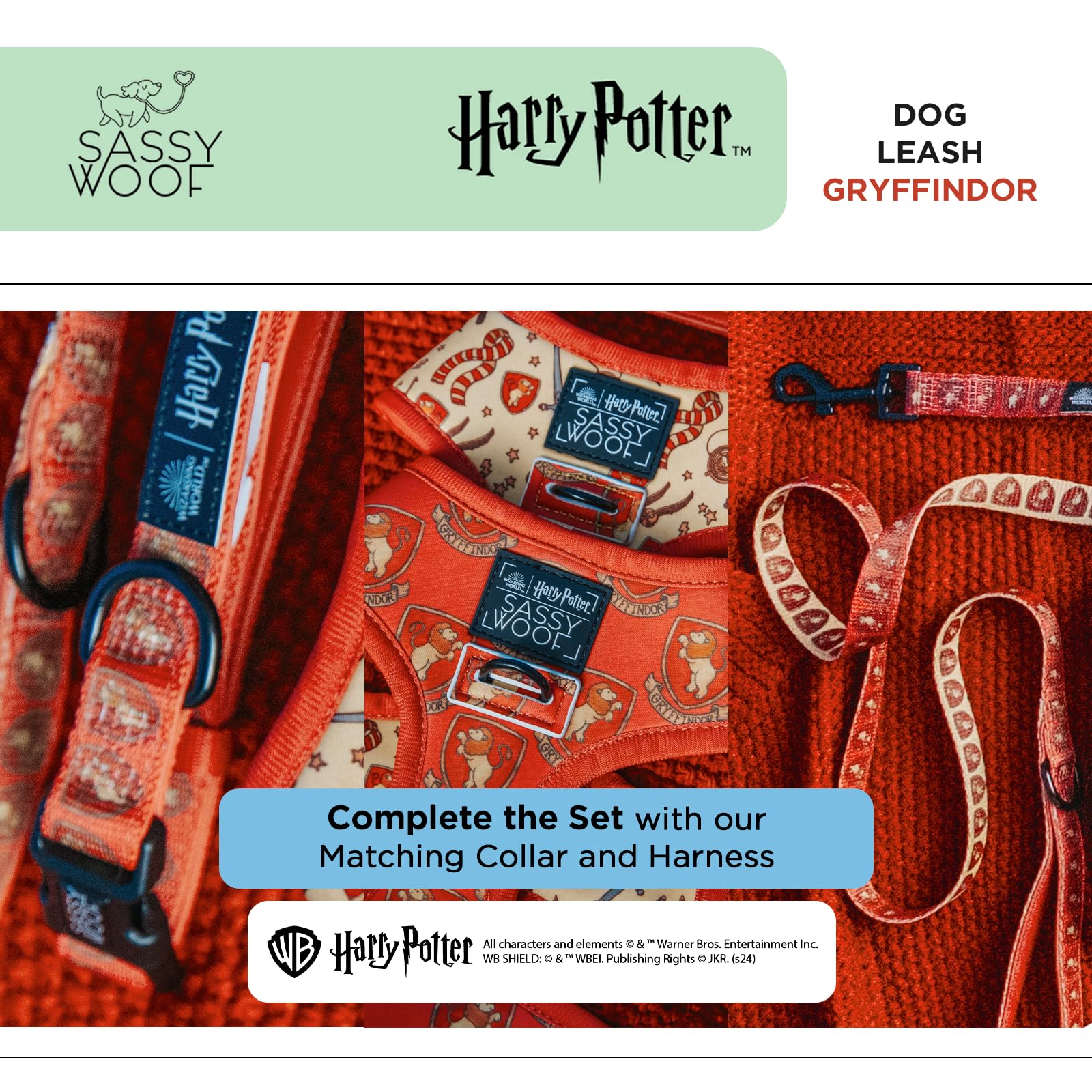 グリフィンドール パーツセット Amazon | Sassy Woof Harry Potter グリフィンドール犬用リード 60