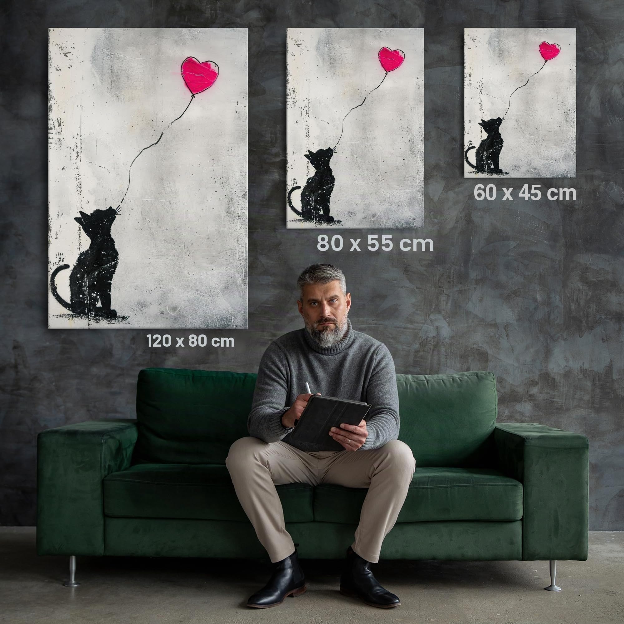 Artmazing | Banksy Katze XXL | Moderne Leinwanddekoration für Wohnzimmer