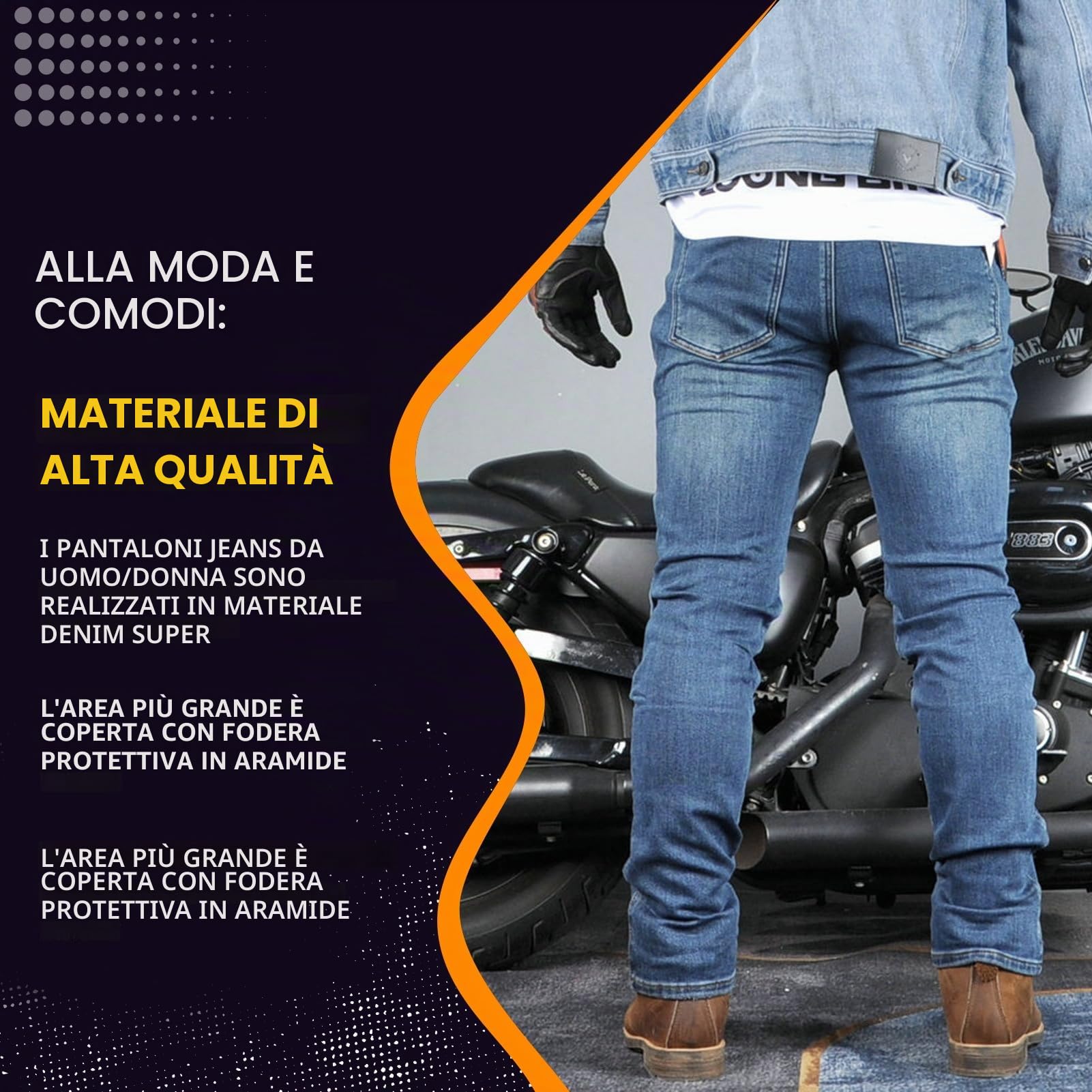 Uomo Jeans Moto Pantaloni Moto Pantaloni Motociclista, Pantaloni Sportivi Da Moto Traspiranti Resistenti All'usura, Con 4 Imbottiture Protettive (Blu,S)