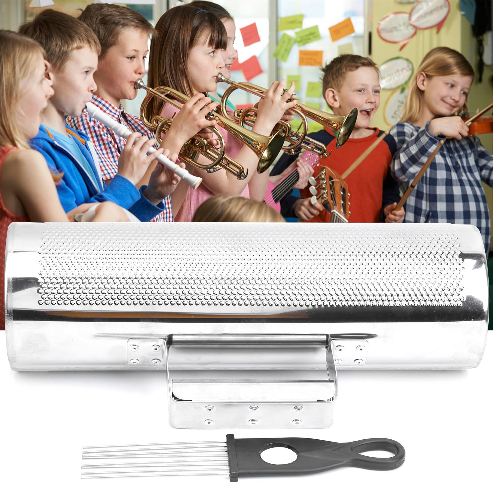 Guiro Shaker, per le Esibizioni di Festa Adotta un Design con Apertura Cava, Silver Ha Stile di Chitarra Unico e un Brillante Omofonico