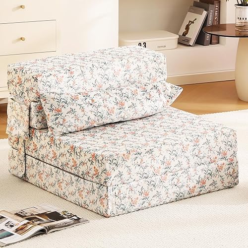 Tiita Sofá cama plegable, silla futón plegable de tamaño individual con almohada, sofá cama plegable, colchón de piso para habitación de invitados,