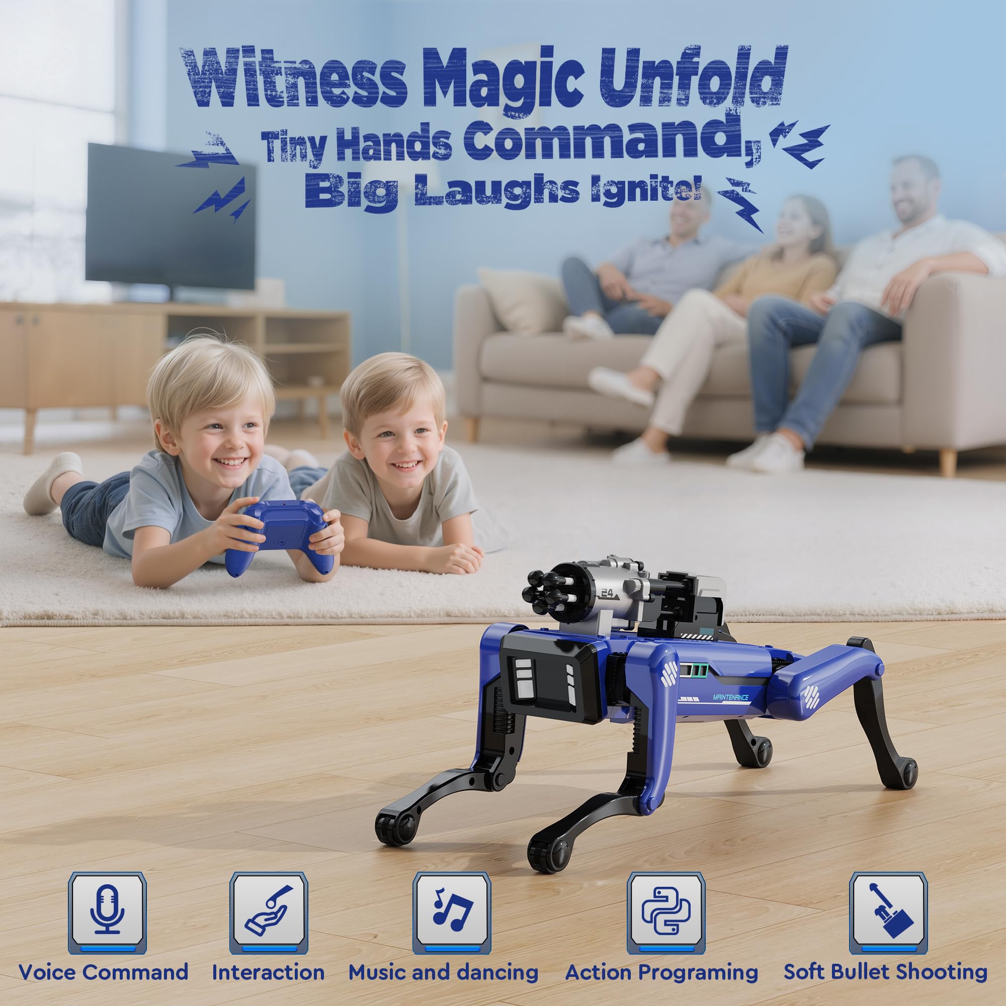 Robot Dog - Juguetes interactivos STEM con voz y control remoto, más de 30 acciones realistas, juego programable, rango de 25 m, duradero y seguro, el mejor regalo para niños a partir de 6 años