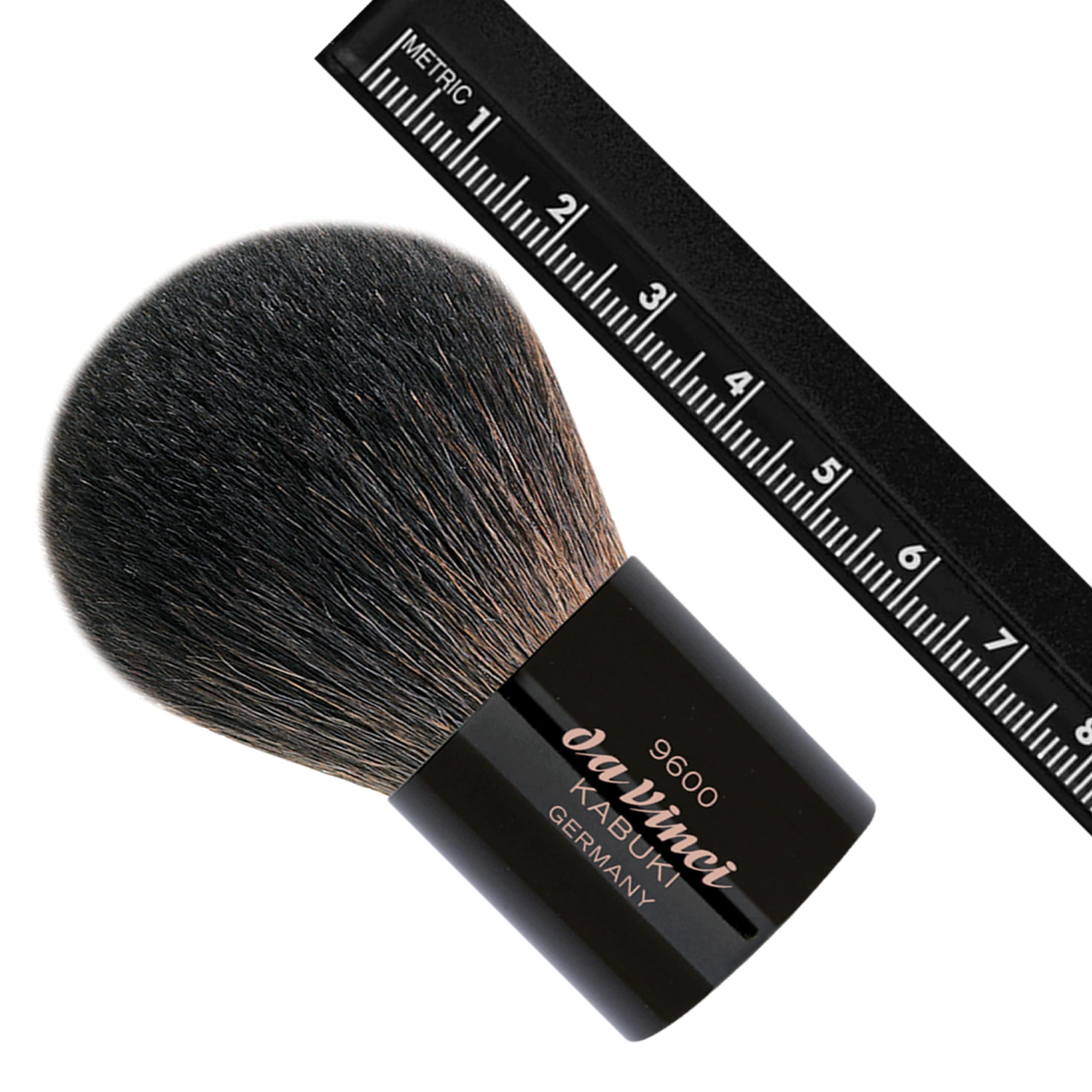 da Vinci, KABUKI Puderpinsel, Naturhaar, mit Lederetui, für losen & gepressten Puder, verhindert Verstäuben, ideal für unterwegs, schützt Pinselhaare, Kosmetik, Make-Up, Handmade in Germany | Extrafeine Ziegenhaare - für Mineral- und Kompaktpuder – gleich