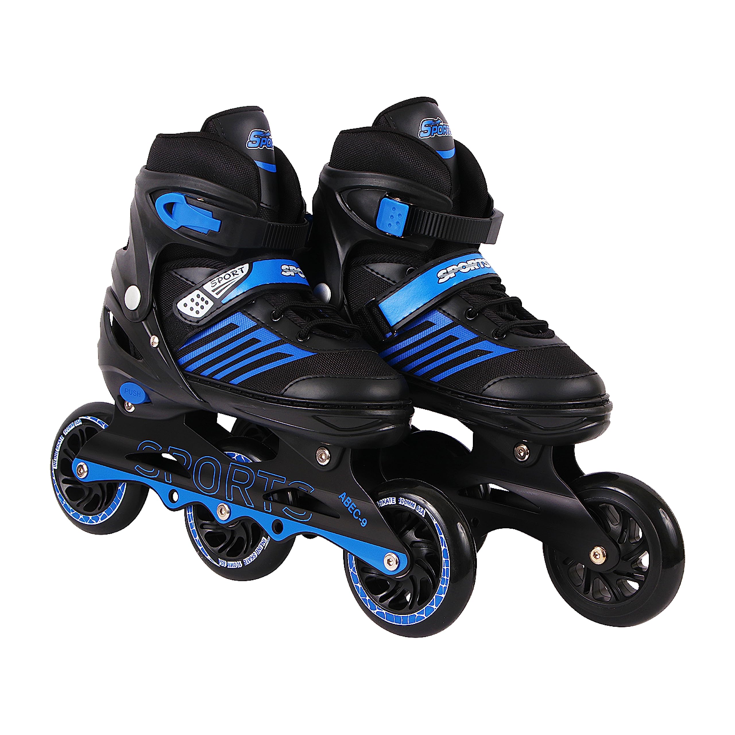 VEERA V747 Inline Adjustable Skating Shoes Medium Size 34 EUR (UK 1.5) - 38 EUR (UK 5) for 6 to 12 Years | Black and Blue | Aluminium Chassis and 100 mm PU Wheels for Kids and Adults (B0BL1PR493) Amazon Price History, Amazon Price Tracker