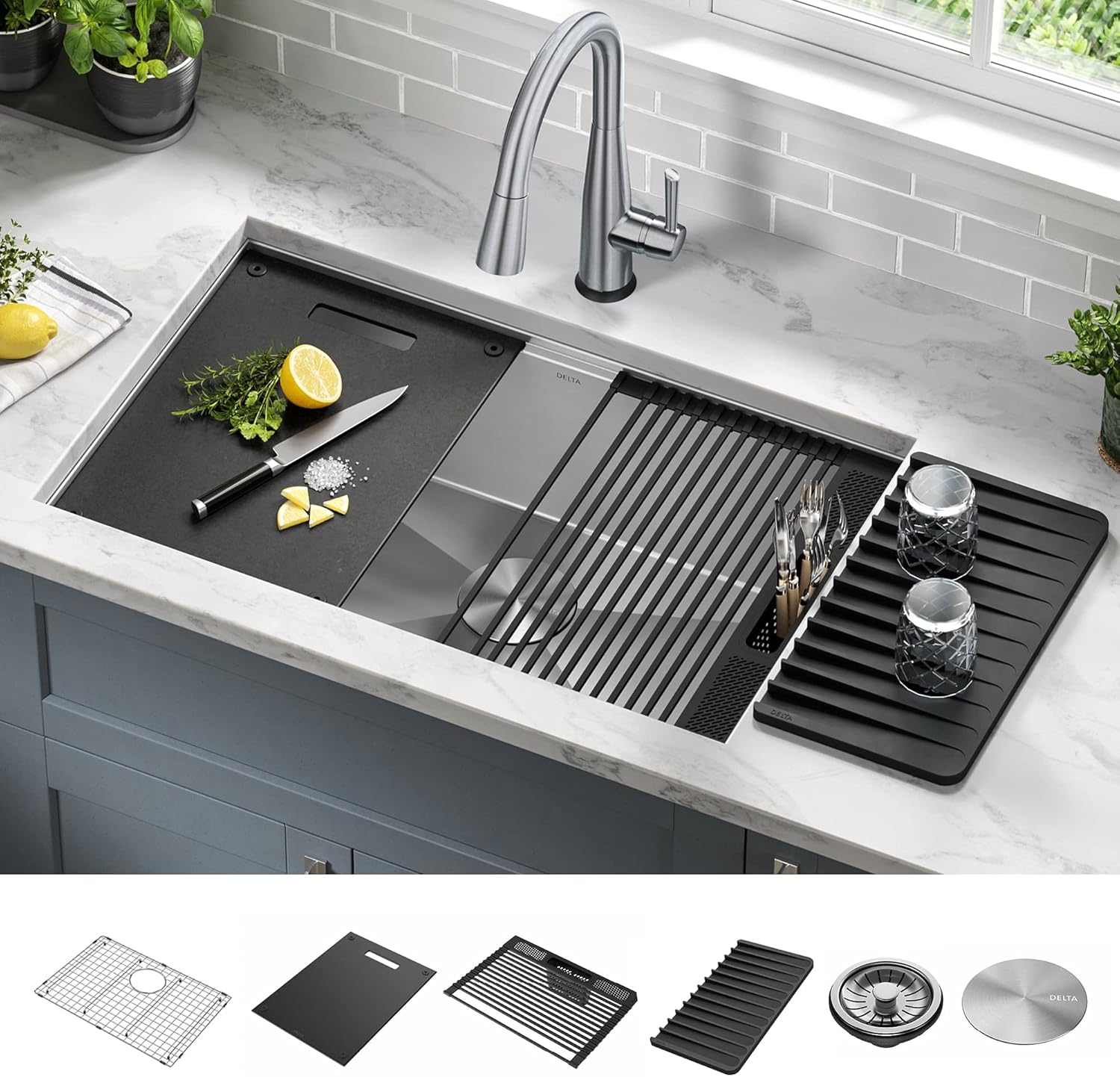 Delta 30-Inch Stainless Steel Workstation Undermount Kitchen Sink