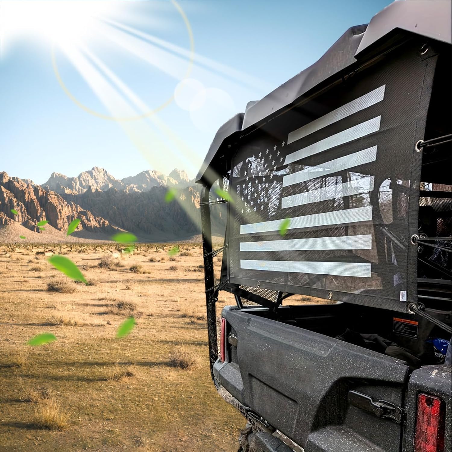 Soft Rear Window Net, Transparent Dust Screen USA Flag Design for Pioneer 1000 700 1000-5 1000-6 700-4 500 520, Sun Windshield Mesh UTV Accessories for Dust and Wind Protection