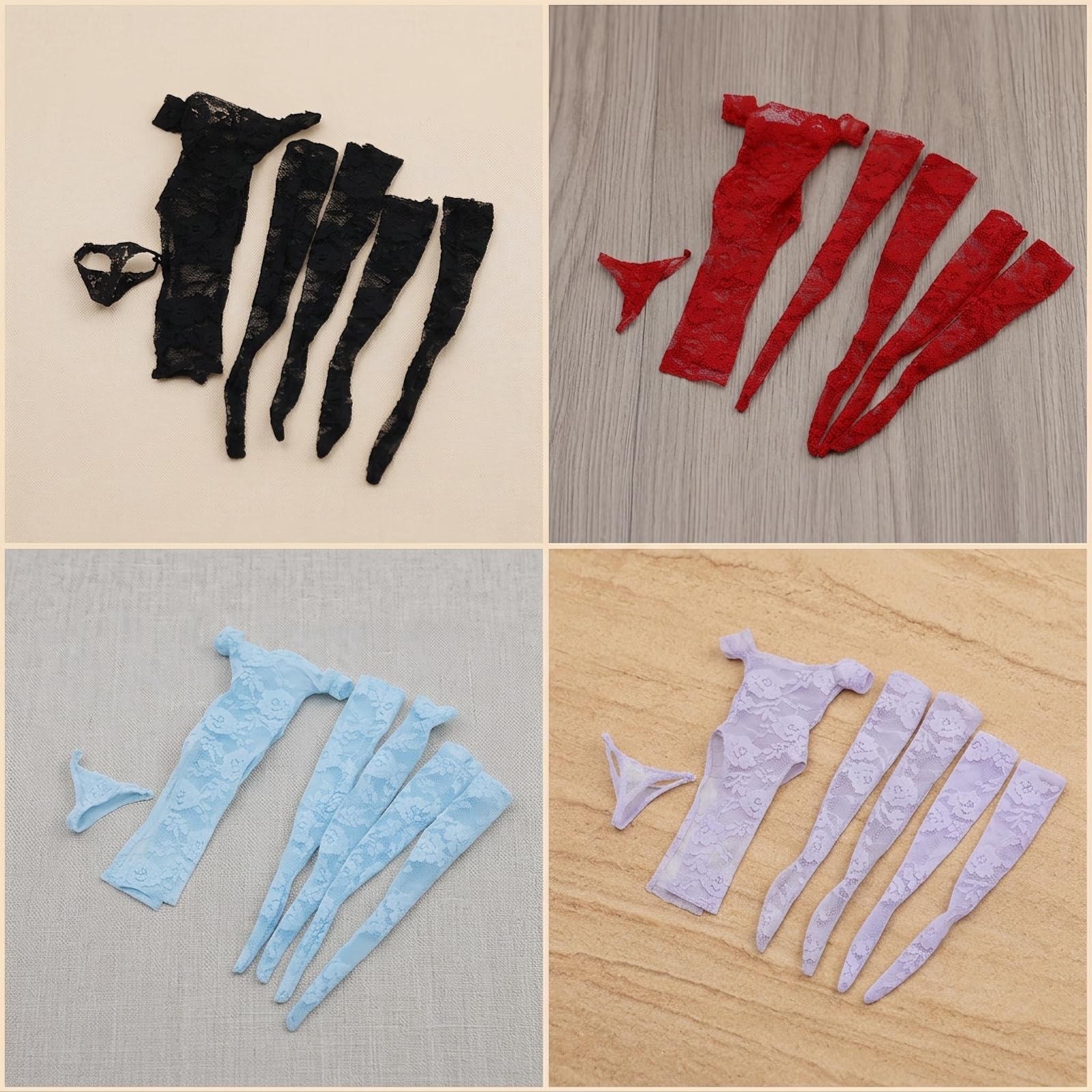 Frauenkleid Miniatur Kleid Puppenkleid Puppenbekleidung Puppenoutfit aus Spitze mit Trägerlosem Ausschnitt Und Hoher Seitenschlitz für Sammler Figurenfotografie Dioramen , Blau