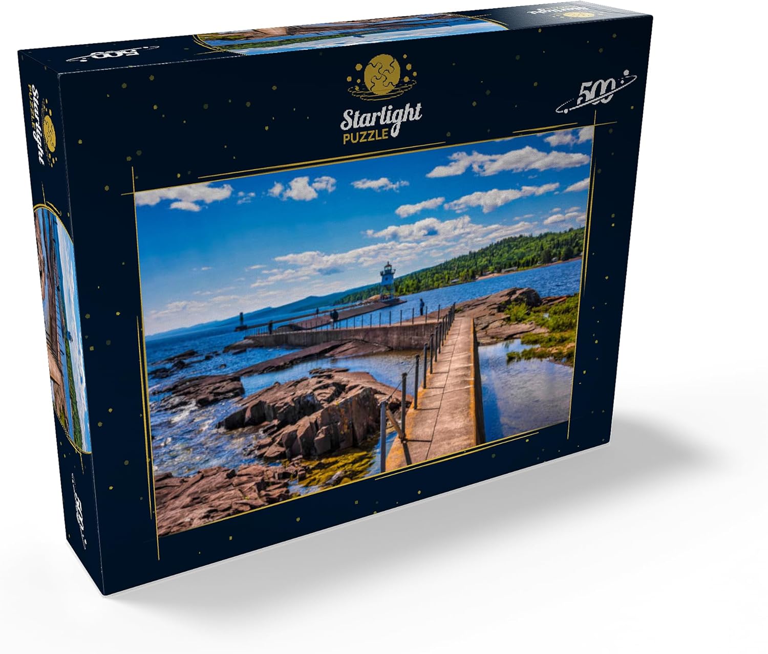 MyPuzzle Grand Marais Light Against The Backdrop of The Sawtooth Mountains On Lake Superior - Premium 500 Piece Jigsaw Puzzle for Adults