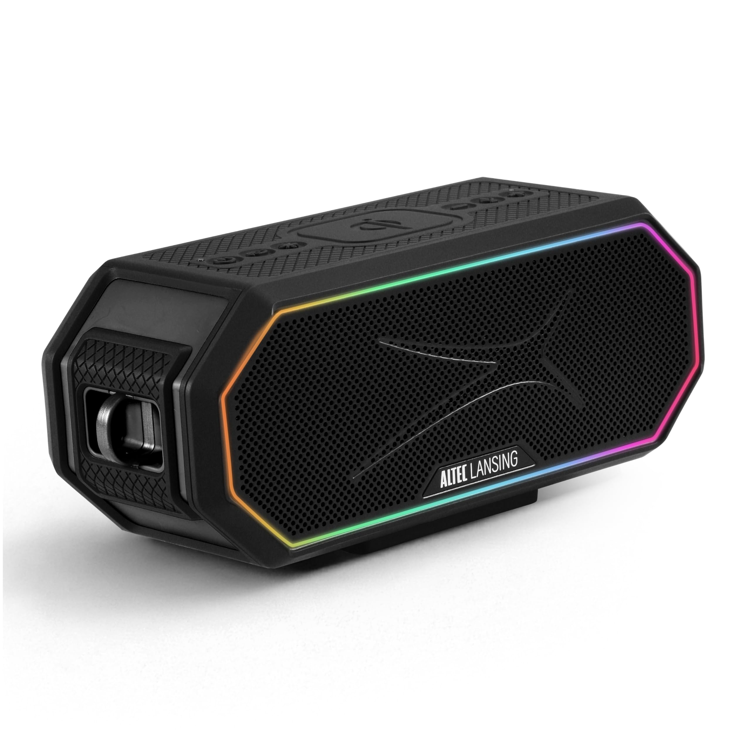 Altec Lansing Loud Portable Speakers Bluetooth Wireless Waterproof - MultiColor LED, 20 Hour Playtime, Mount Included | HydraBLAST 2.0 Magnetic Bluetooth Speaker for Travel, Home and Outdoor Adventure