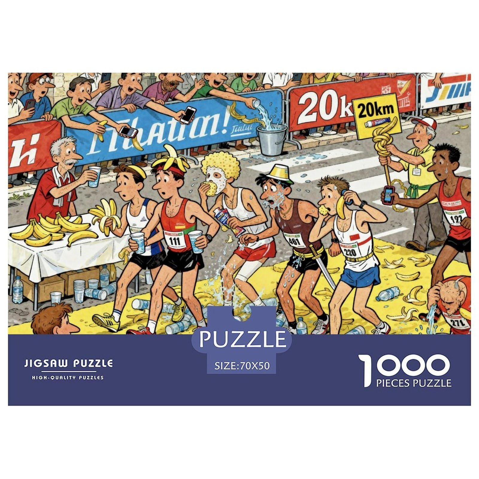 Marathon Aid Station Wooden Jigsaw Puzzle Waterproof 1000 Piece Puzzles for Adults Fun Challenging Games