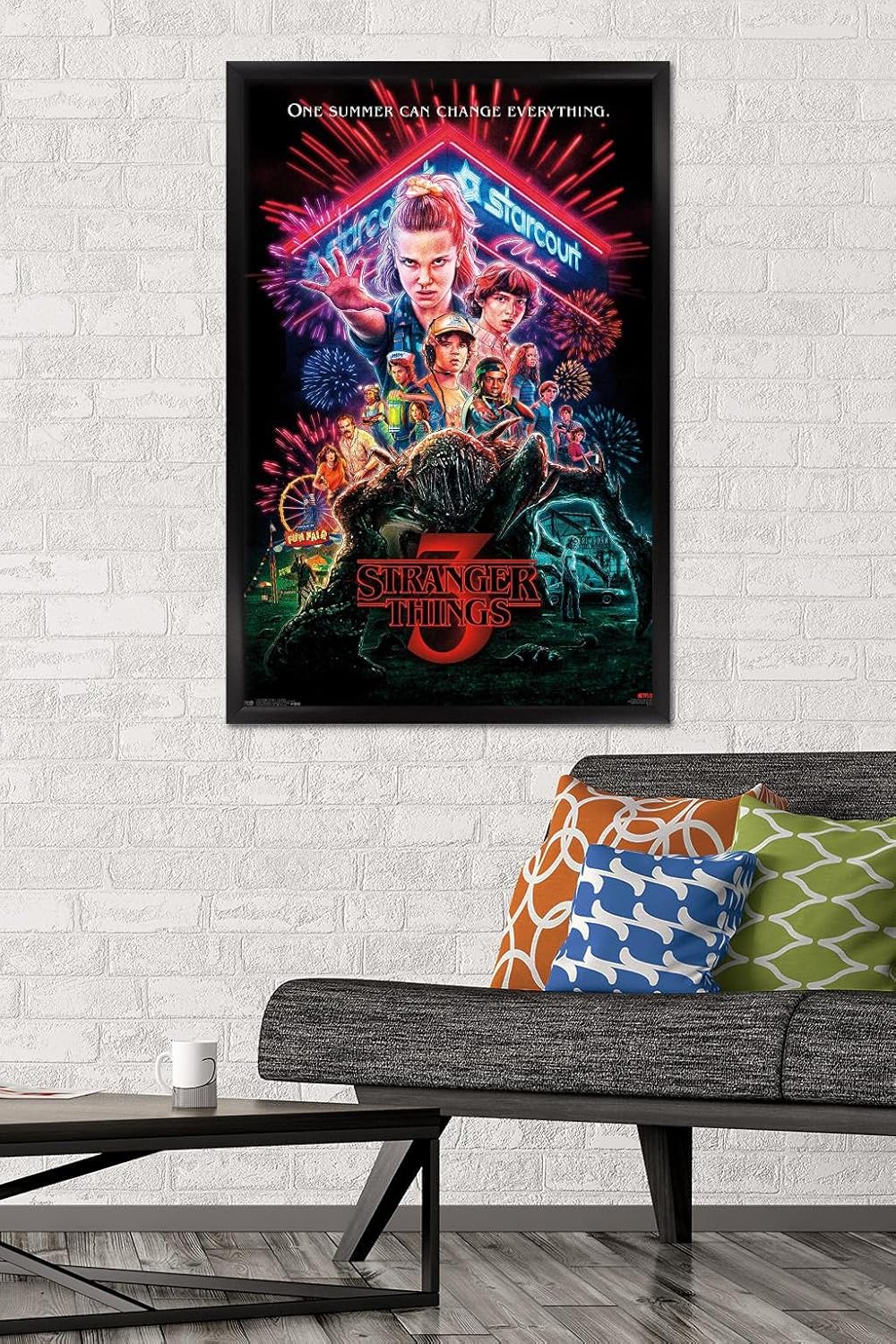 Trends International Netflix Stranger Things: Season 3 - One Sheet Wall Poster, 22.375" x 34", Black Framed Version