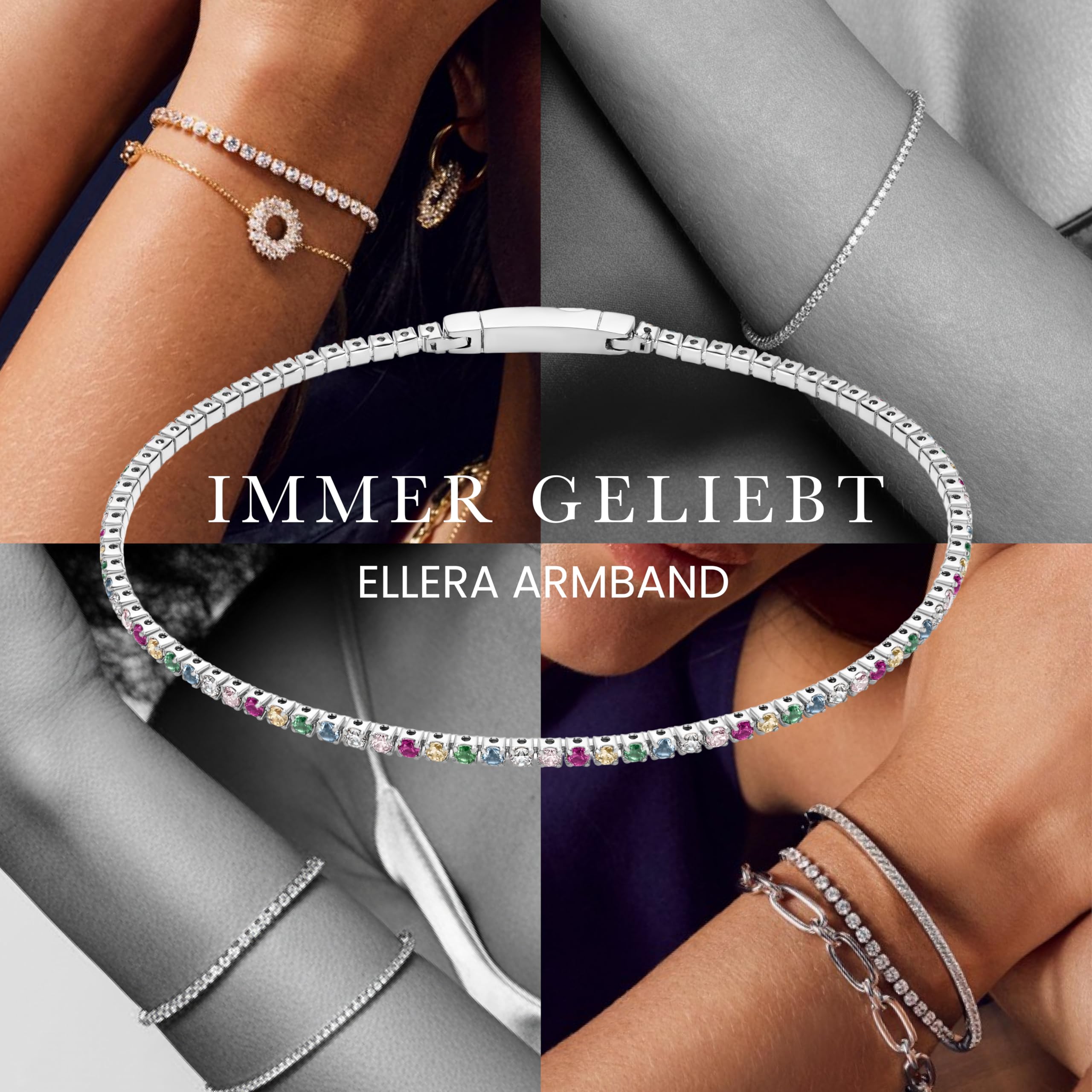 Sif Jakobs Ellera Damenarmband 17 cm, 925er Sterlingsilber, weiße Zirkonia