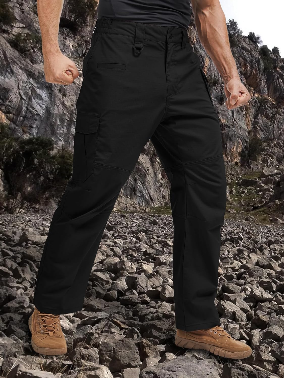Yeztvl Men's Tactical Cargo Pants, Waterproof Quick Dry Ripstop Work Pants with 6 Pockets Lightweight for Safari Hiking - Image 7