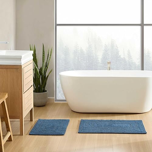 Miniatura 23 de Eddie Bauer - Alfombra de baño, alfombra de baño 100% algodón suave de felpa, altamente absorbente, de secado rápido y antideslizante (blanco logan,