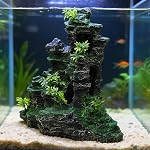 Grandes décorations de réservoir de poisson Vue sur la montagne Pierre - Extra Grand Aquarium Décor avec plusieurs grottes, résine Rockery Ornament pour petits poissons Betta Hideaway Grotte, réservoir de poisson Hideout Tree House Rock Grotte