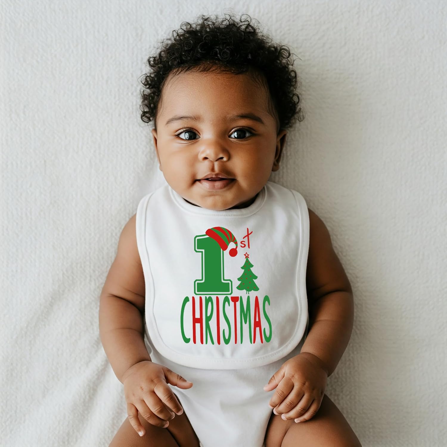 Aiden's Corner 1st Christmas Bibs Handmade Cute Baby Boy Girl Red Green White First Xmas image 3