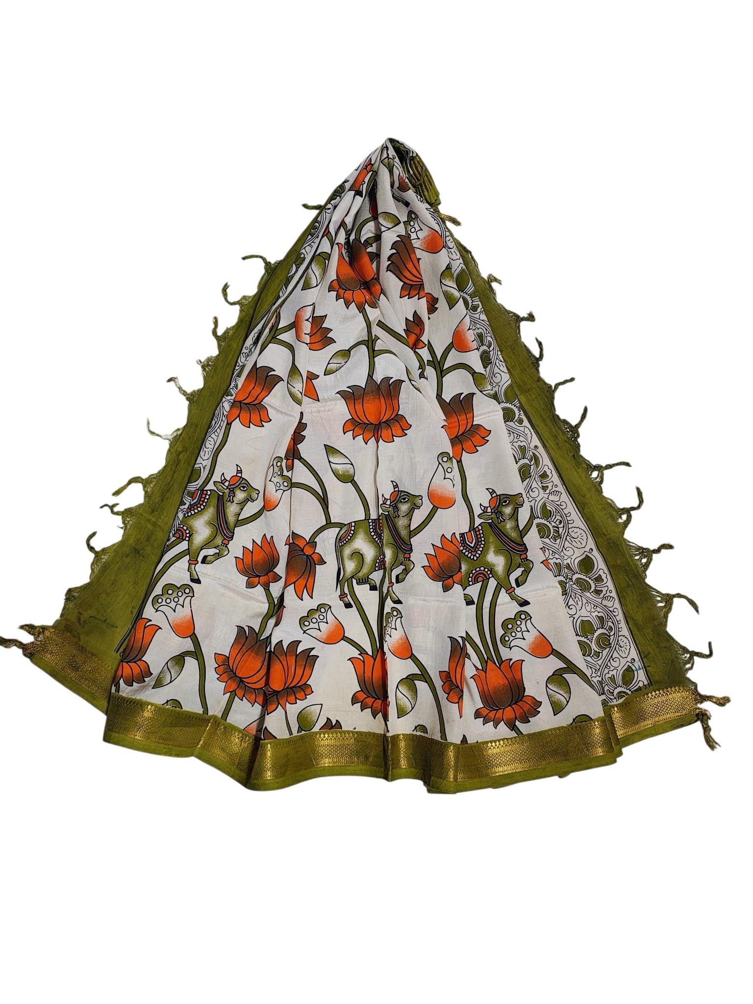 ivikta Kalamkari Silk Dupatta for Women & Girls | Kalamkari Nizam Border Dupatta | Chunnis for Women-picture-38