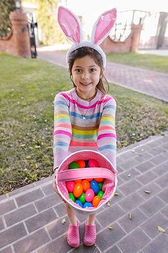Miniatura 6 de Cesta de Pascua para niños, cesta de lona con estampado de conejo, cesta de caza de huevos, bolsa de mano, bolsa de almacenamiento de juguetes de