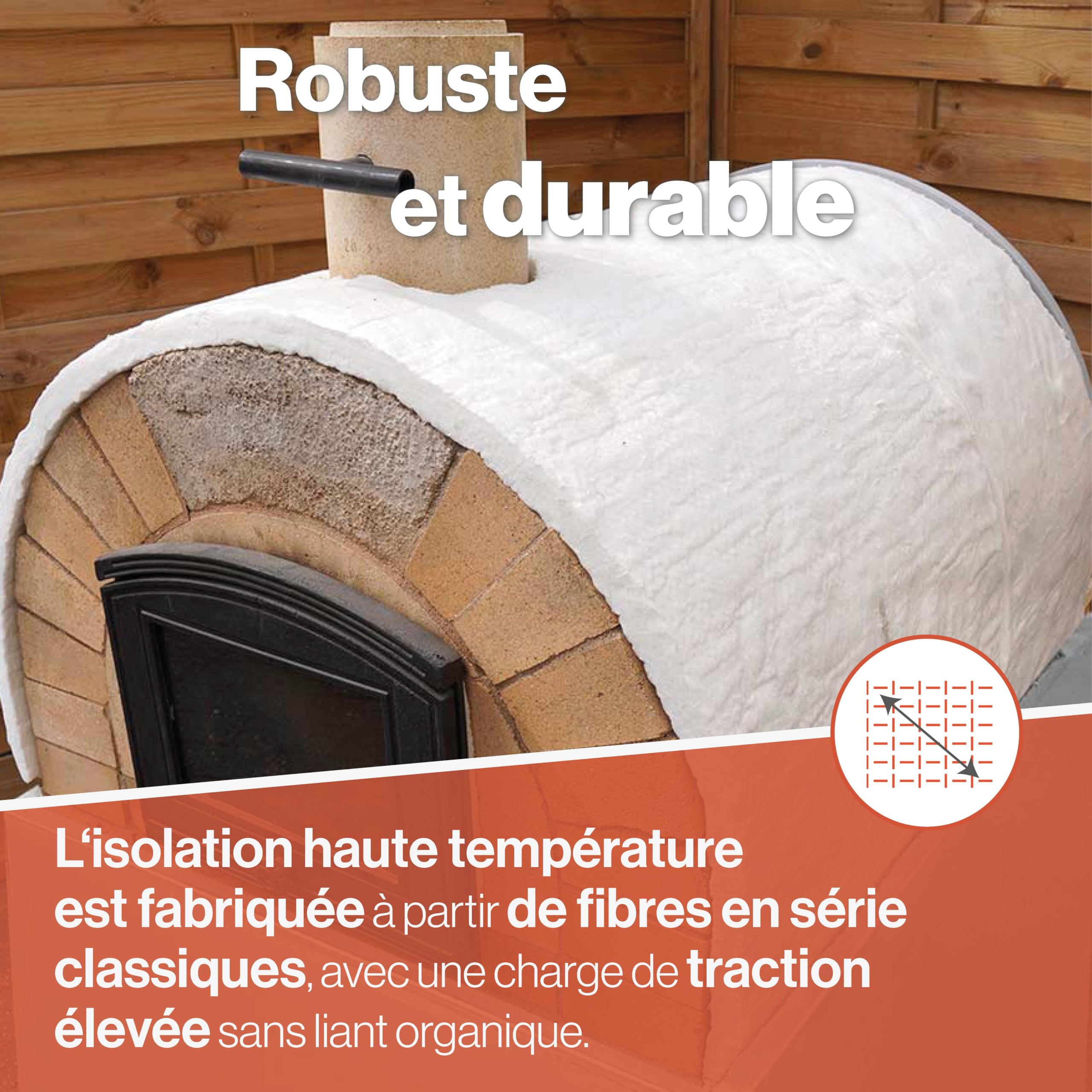 Feuerfest 123 - Tapis en fibres céramiques 366 x 61 x 5 cm, isolation haute température, couverture en fibres céramiques pour cheminées et poêles, résistante à la chaleur jusqu'à 1260 °C
