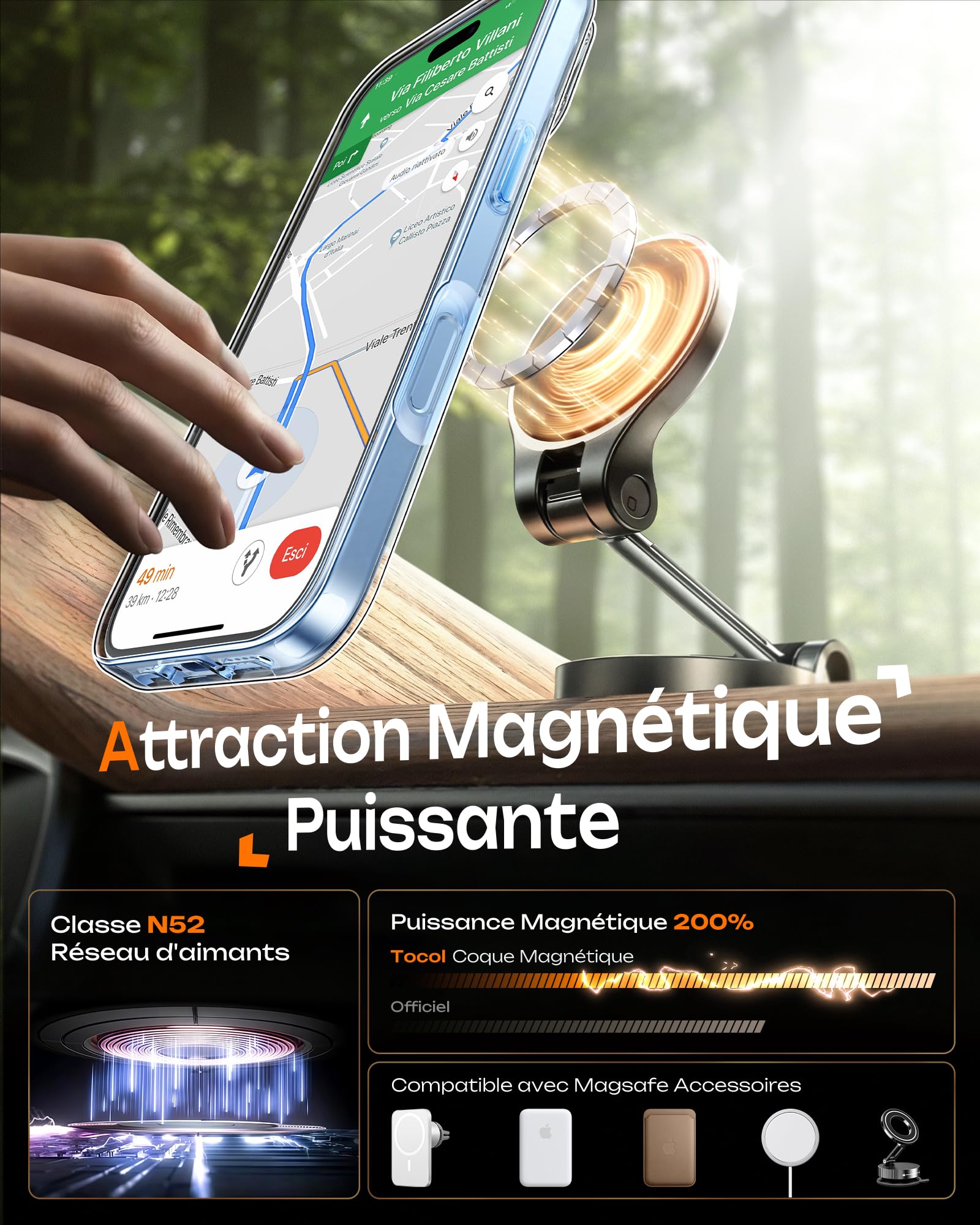 TOCOL Cover Magnetica per iPhone 17 6,3 Pollic, Compatibile con MagSafe, Protezione Fotocamera Integrata, Senza Ingiallimento, Trasparente