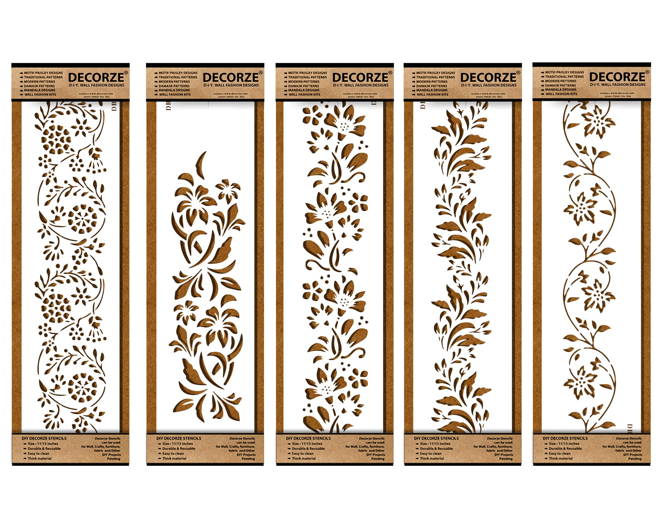 Decorze Plastic Stencils for Border Art, Stencils for Wall, Border Stencils for Wall Painting Suitable for Room Wall Decoration Purpose (Set of 5)(Color-White)|Design-10 (B0CL4W1YH4) Amazon Price History, Amazon Price Tracker