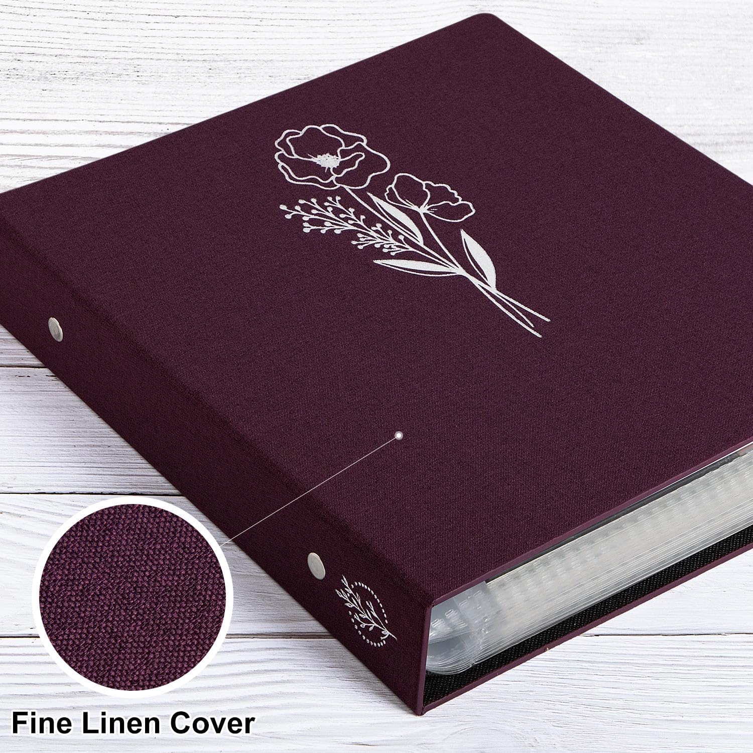 Lanpn Scrapbook Photo Album 12x12 2 Packs, Linen Cover Archival Acid Free Top Load 3 Ring Binder Folder Photo Book 12 x 12 with 30 Plastic Sleeves 60 Pages Purple
