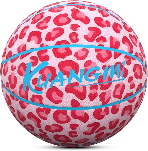 Miniatura 9 de Kuangmi Serie Rosa Balón de Baloncesto, Diseño Premium Estampado para Rendimiento Callejero, Tamaño Oficial para Hombres 7 de 29.5 Pulgadas
