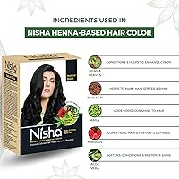 Vista 3 de Nisha Tinte natural a base de henna para el cabello, tinte negro permanente para el cabello, henna natural premium, cobertura 100 % de las canas