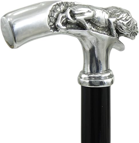 Miniatura 6 de CAVAGNINI Italia, bastones de caminata de diseño, perilla de león, personalizable (madera de haya de color marrón)