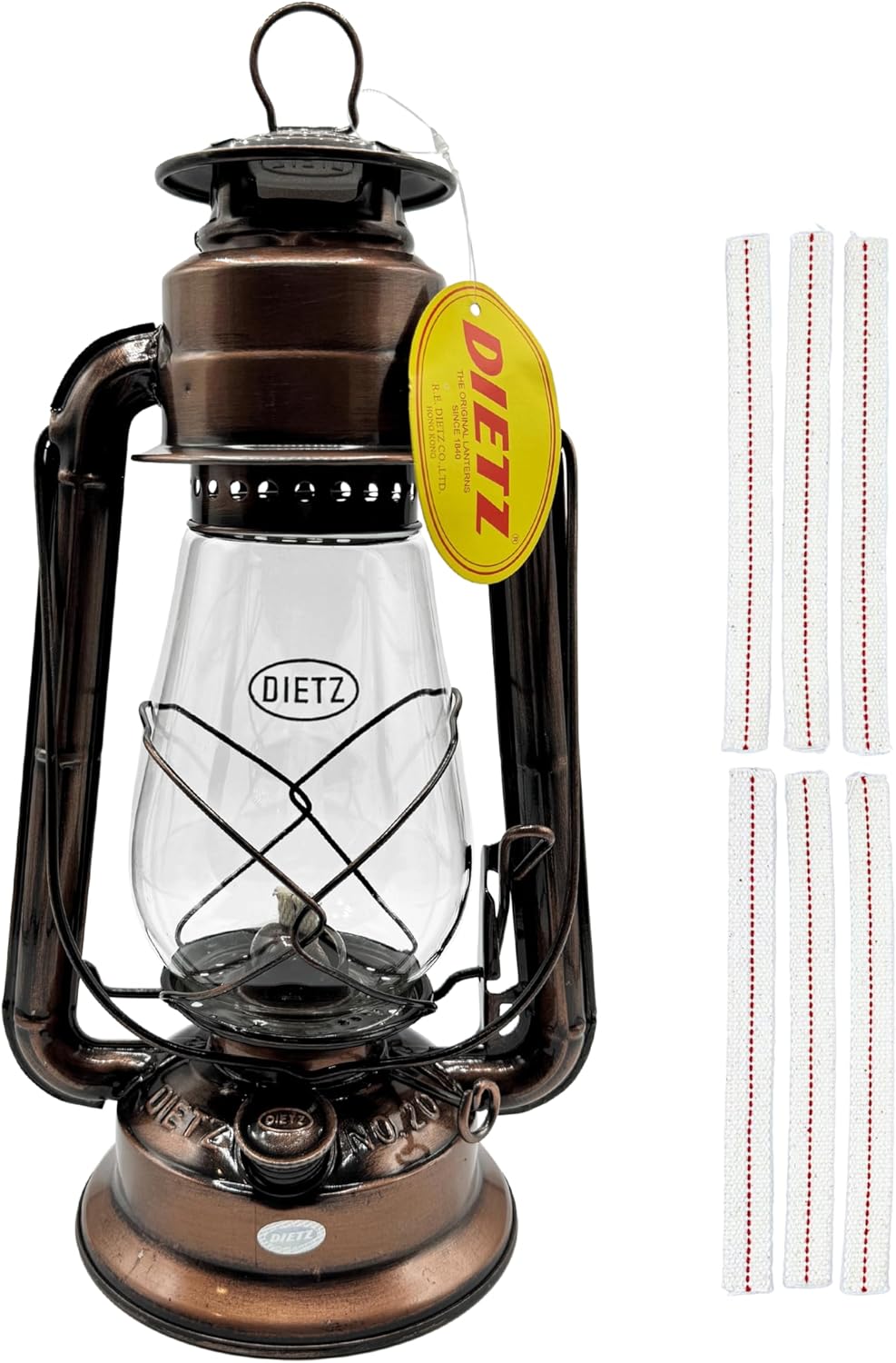 Light of Mine - Dietz #20 Junior Oil Lantern Replacement Kit Including Replacement Globe, Burner, and 100% Cotton 5/8" Wick Strips