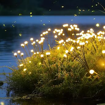 Solar Lights Outdoor Waterproof,Garden Patio Decorative Lights,Firefly Lights for Patio Lawn,Landscape Lighting Large Bulbs,Starlight Windswept Lights,Great Gift for Women for Gardening,4 Pack,40 LEDs
