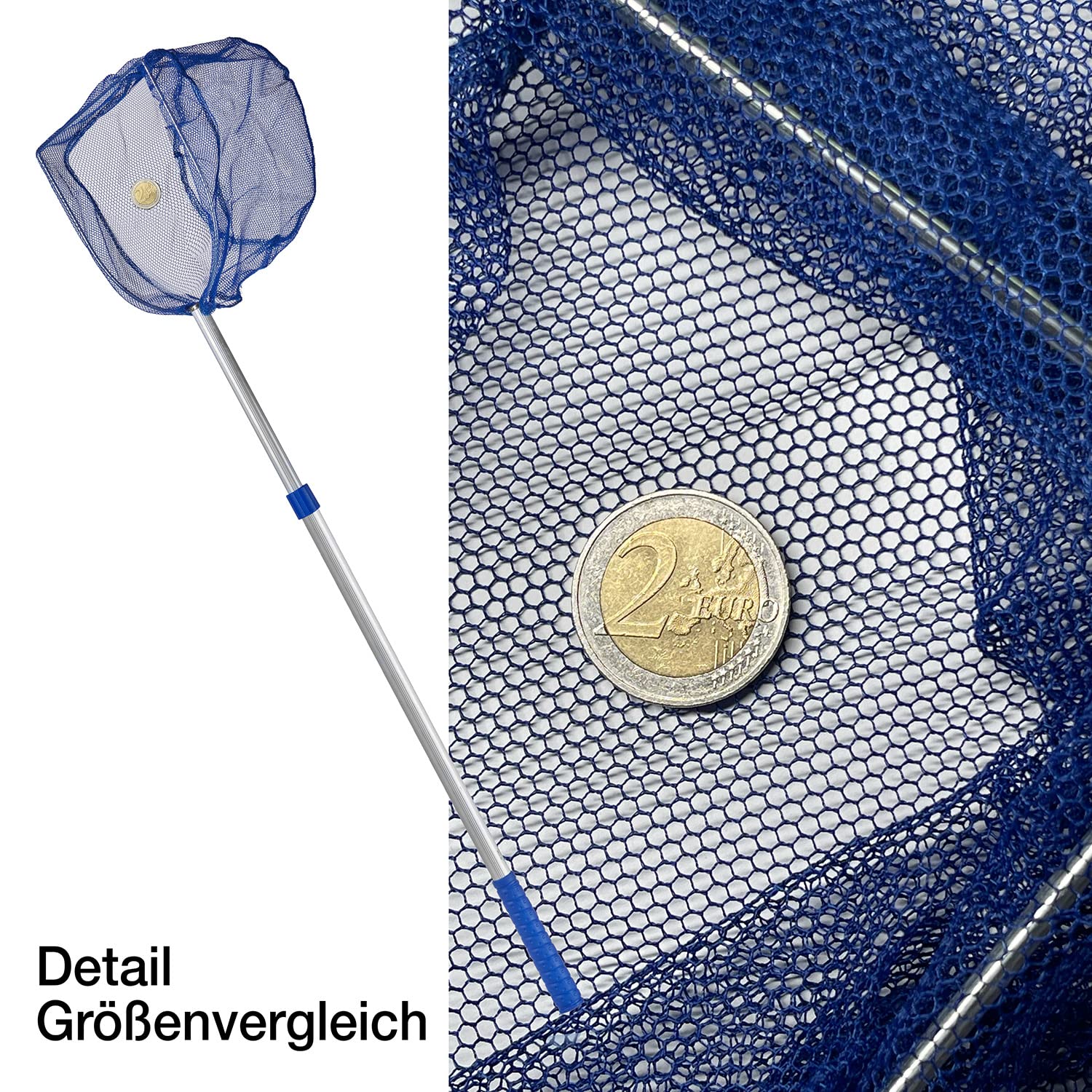 BigDean Kescher Set für Kinder - Teleskop Kinderkescher - 75cm lang - Zum Fangen von Fischen - Für Teich, Wasser & Pool - Angelkescher klein - Kinderspielzeug Teichkescher Nylon-Netz