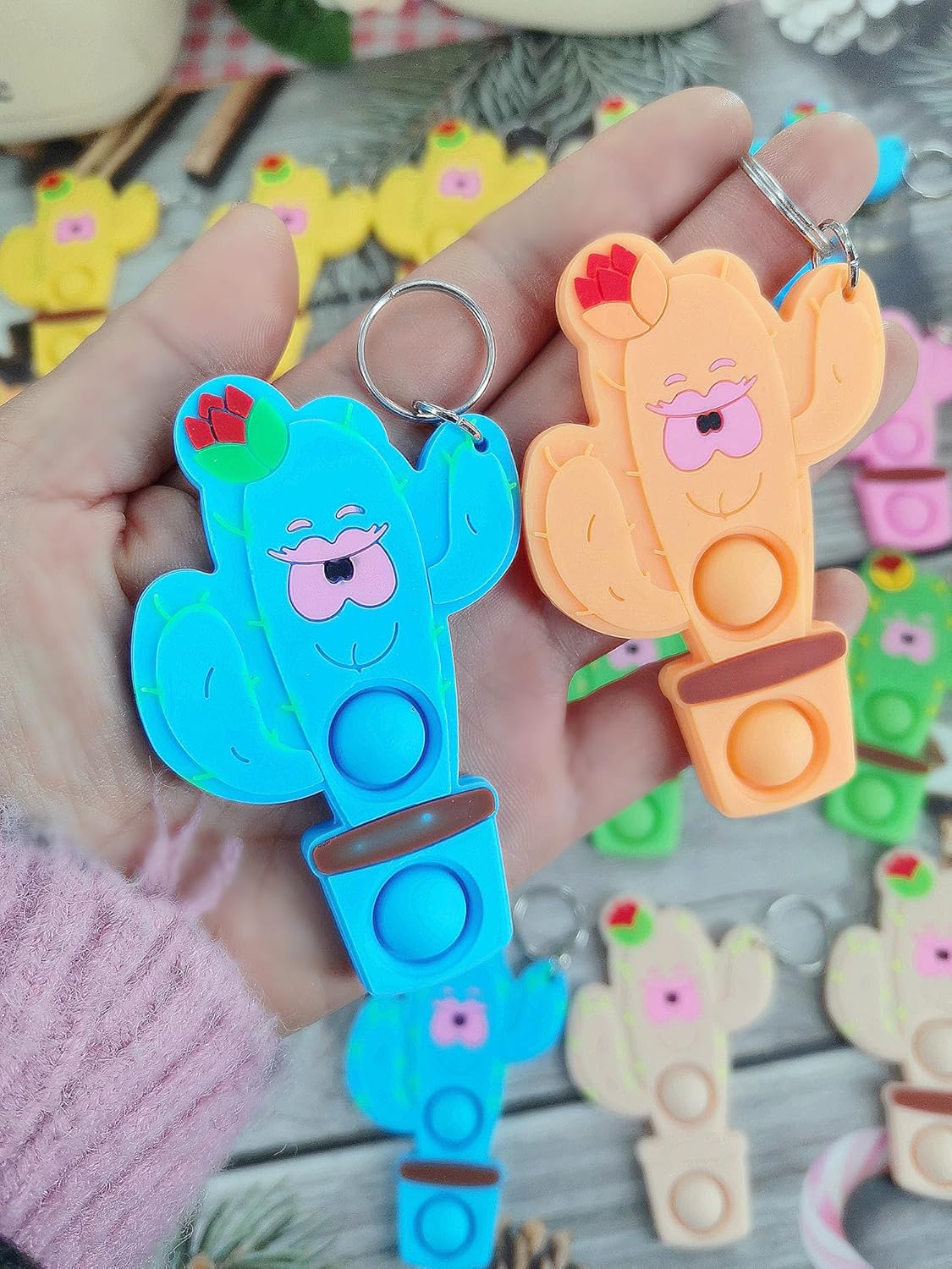 20 Packs bulk Mini Pop Plants Keychain fidgets Bubble Classroom Students gifts Teacher, hoilday Party Favors - Image 6