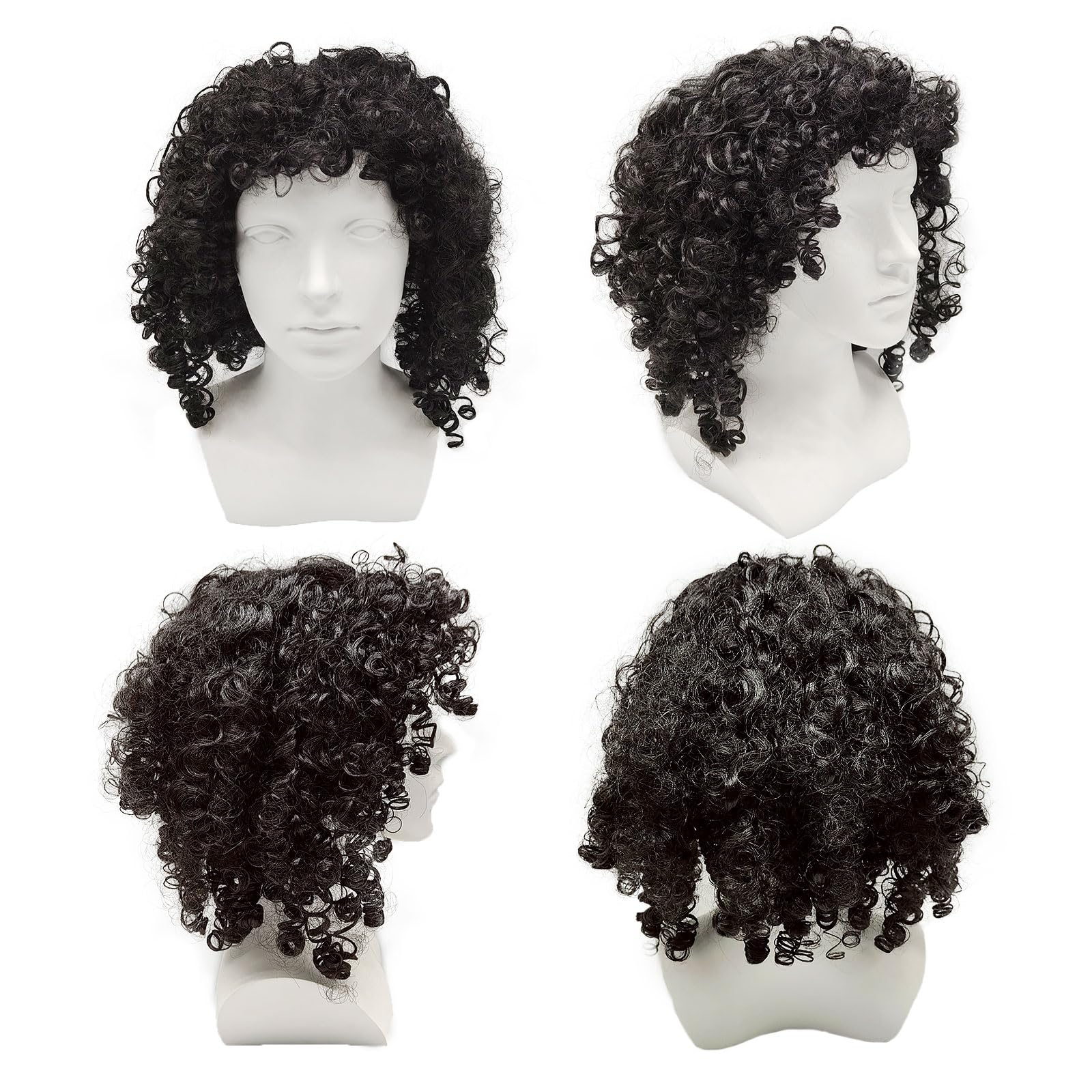 XNIVUIS Black Men's Rock Mullet Wig for Women, Curly African 60s 70s 80s Hippie Style, Fancy Dress for Party Music Festivals - Image 3