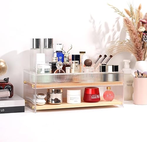 Miniatura 7 de Organizador de maquillaje con soporte para brochas para tocador, organizador de cuidado de la piel, almacenamiento de joyas, almacenamiento de