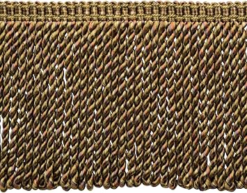 DECOPRO 6" 15cm Decorative Bullion Fringe Trim with Fancy Woven Gimp Header # BFMLT6WVN, Hazel Brown #PR08 Mocha Brown, Warm Brown, Olive Beige 18 Yard Package 54 ft/16.5m