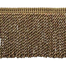 DECOPRO 6" 15cm Decorative Bullion Fringe Trim with Fancy Woven Gimp Header # BFMLT6WVN, Hazel Brown #PR08 Mocha Brown, Warm Brown, Olive Beige 18 Yard Package 54 ft/16.5m