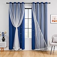 Vista 36 de XiDi Cortinas opacas para dormitorio de niñas, diseño de princesa unicornio arcoíris, 72 pulgadas de largo, rosa/azul