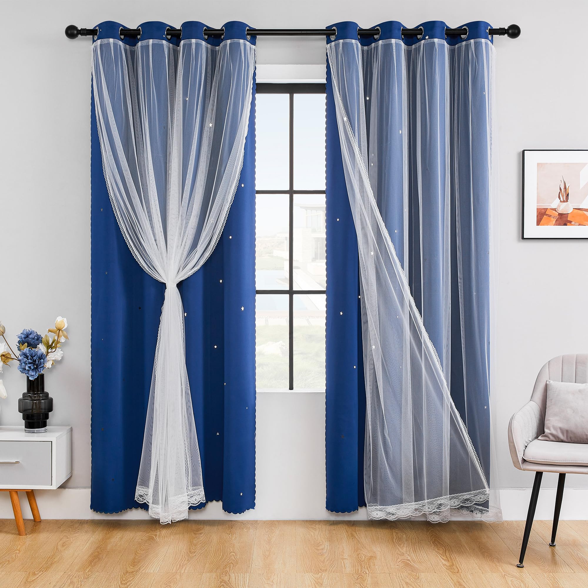 XiDi Black Out Curtains for Bedroom Windows, Curtains for Girls Bedroom Decor, Unicorn Curtains for Kids Room, Blackout Curtains for Living Room 63