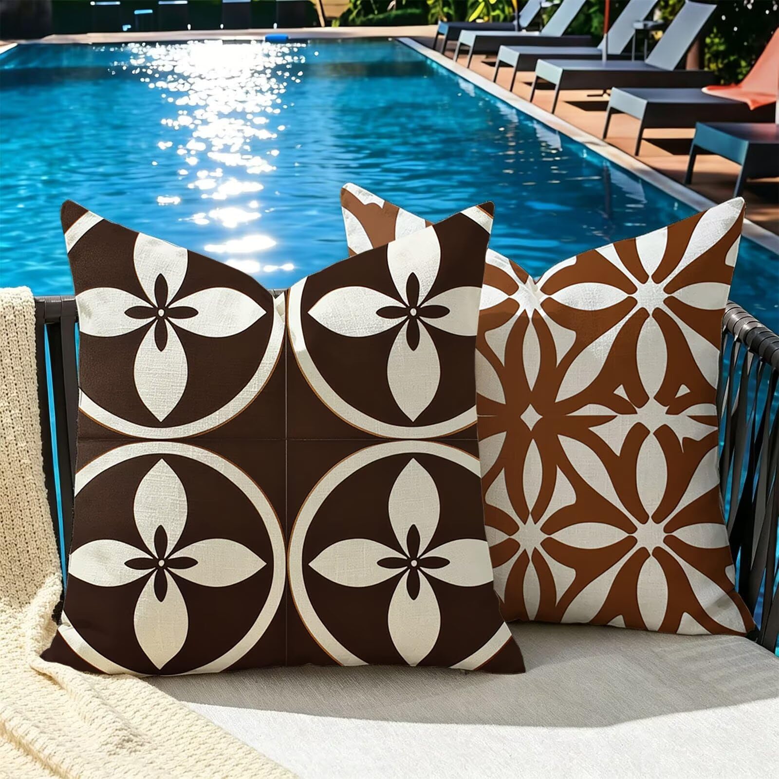 Kissenbezug 75x75cm 2er Set Outdoor Kissen nordisch braun-2 Samt