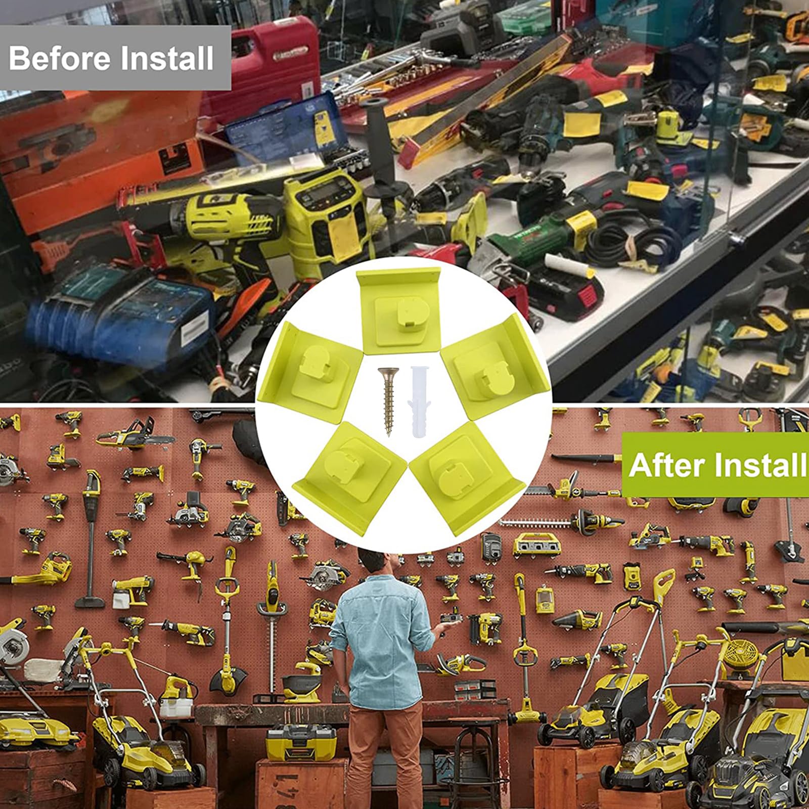 Ryobi Tool Holders - 10 Pack Wall Mount Organizer -6 Ryobi Tool Holders - 10 Pack Wall Mount Organizer -6