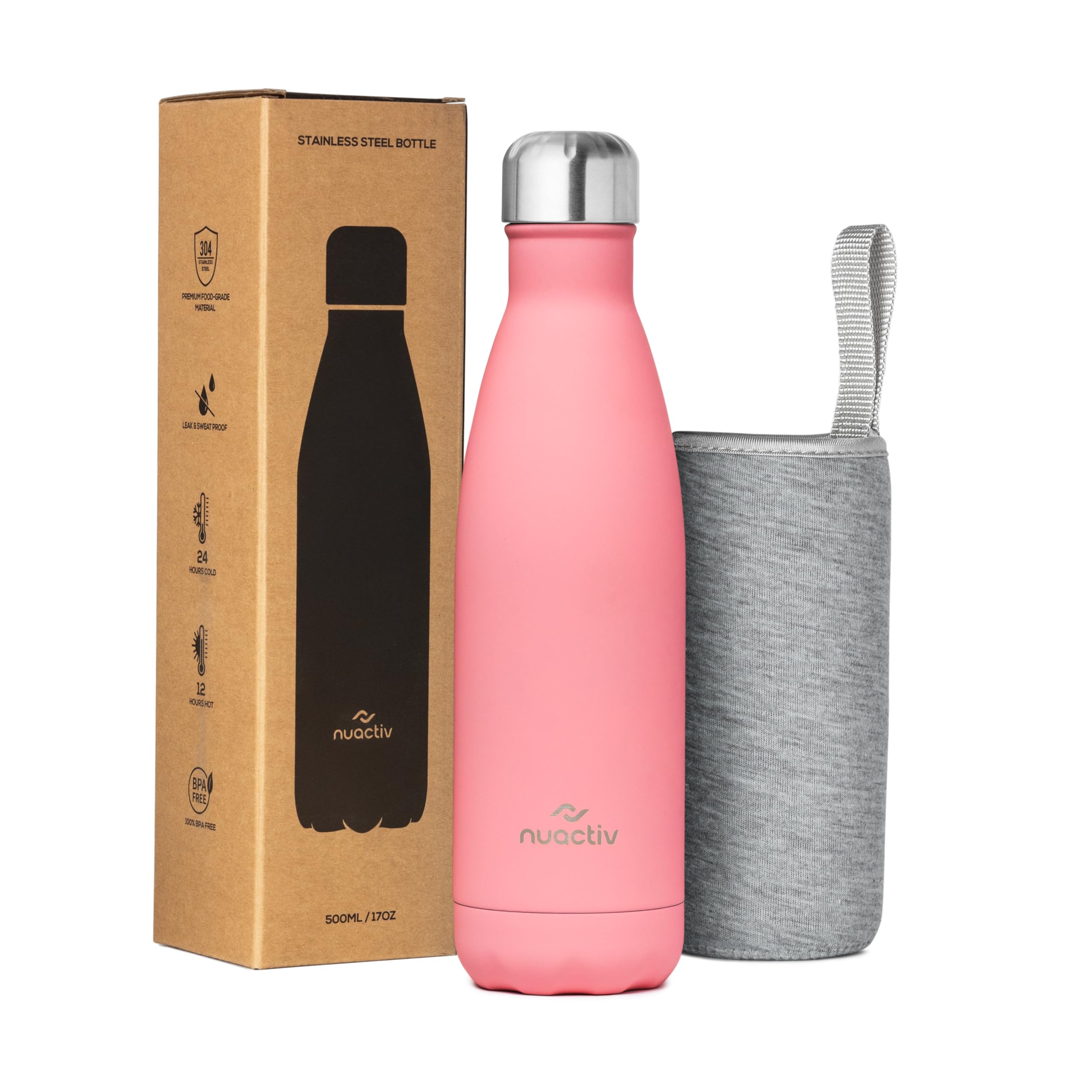 Borraccia In Acciaio Inox 500 Ml - Isolata, Mantiene Freddo 24h E Caldo 12h | Senza BPA, Antiperdite - Foto 4